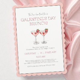 Cute Rosa Galentine's Day Girly Brunch Party Inbjudningar
