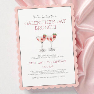 Cute Rosa Galentine's Day Girly Brunch Party Inbjudningar
