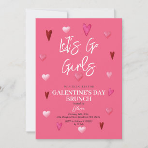 Cute Rosa Galentine's Day Party Brunch Middag Inbjudningar
