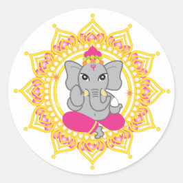 Cute rosa ganesha-dekal runt klistermärke