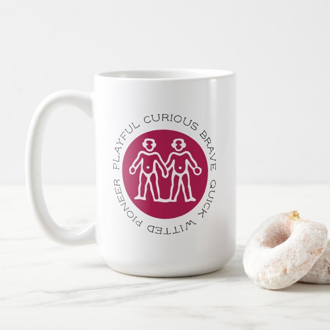 Cute Rosa Gemini Traits Zodiac Mugg (Med munk)