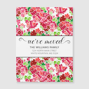 Cute Rosa Geranium Watercolor Blommigt Flytta Magn