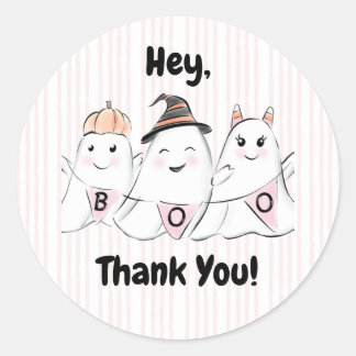 Cute Rosa Ghost Boos Halloween Runt Klistermärke