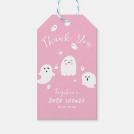 Cute Rosa Ghost Girl Halloween Baby Shower Presentetikett