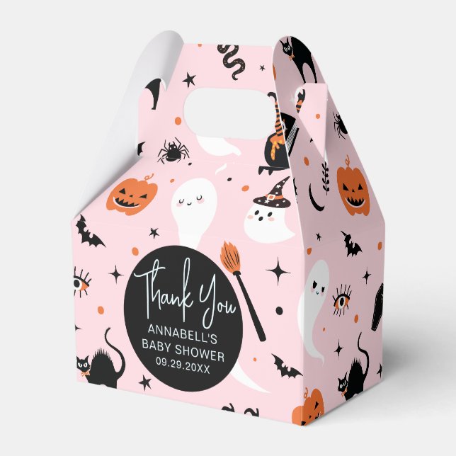 Cute Rosa Ghost Halloween Baby Shower Tack Presentaskar (Framsidan Sidan)