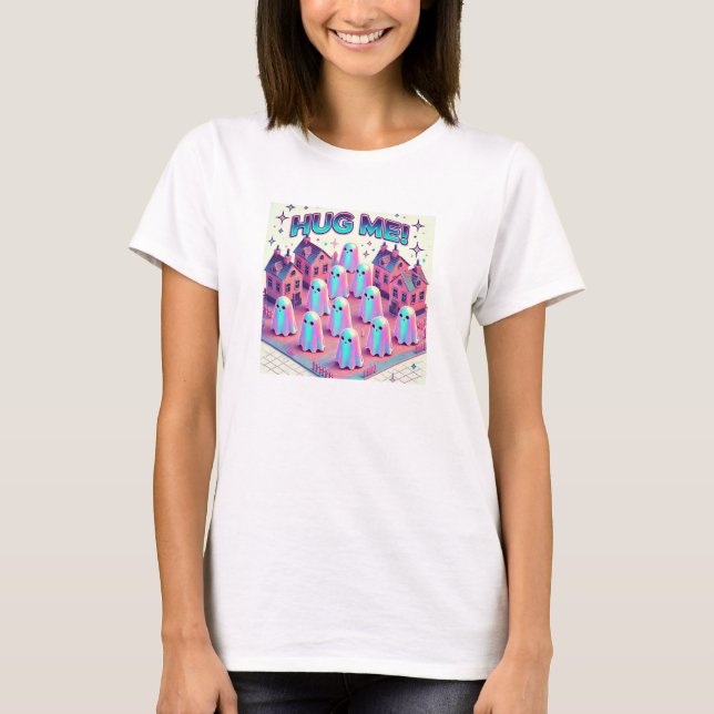 Cute Rosa Ghost: Hug Me! :( #02 T Shirt (Framsida)
