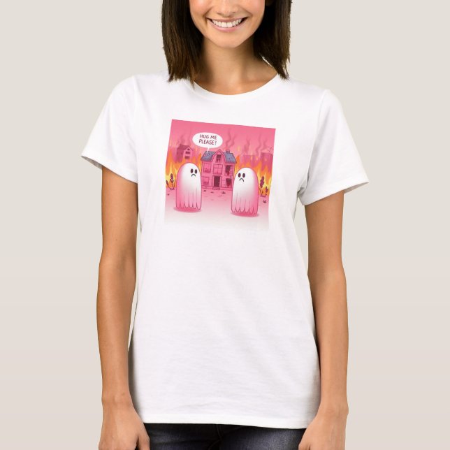 Cute Rosa Ghost: Hug Me! :( #22 T Shirt (Framsida)