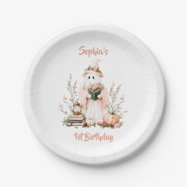 Cute Rosa Ghost med Ro och Pumpkin Halloween