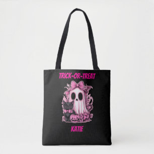 Cute Rosa Ghost Personlig Halloween Tygkasse