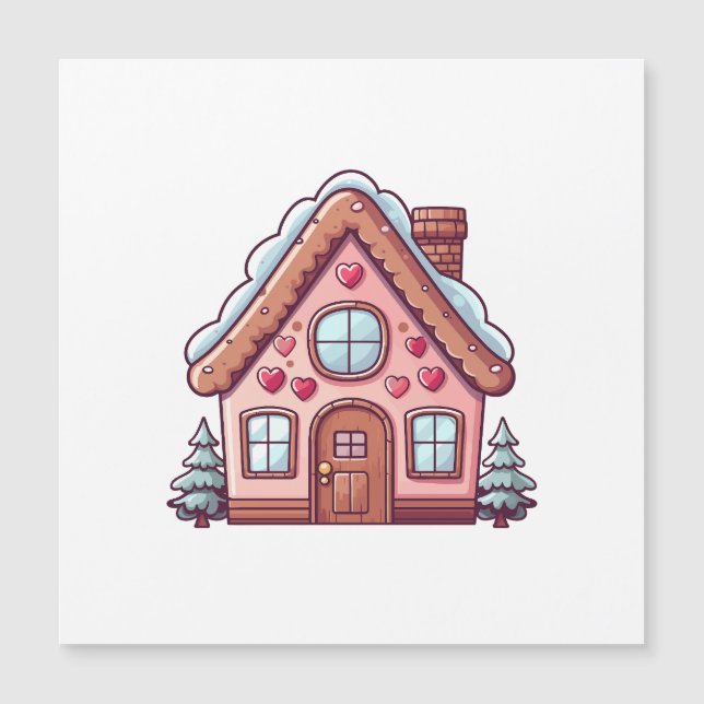 Cute Rosa Gingerbröd House (Framsida)