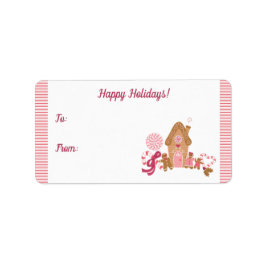 Cute Rosa Gingertea Candy cane Gift Märkre Sticker Adressetikett