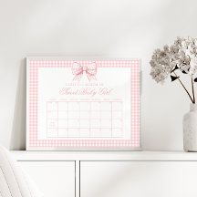 Cute Rosa Gingham Bow Baby Förfallodatumkalender