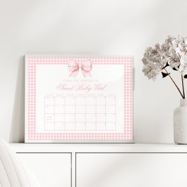 Cute Rosa Gingham Bow Baby Förfallodatumkalender Poster