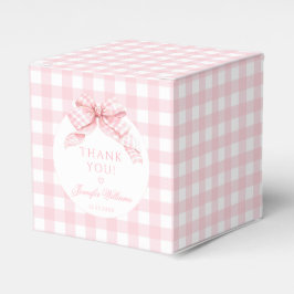 Cute Rosa Gingham Bow Flicka Shower Gift Presentaskar