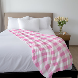 Cute Rosa Gingham Mönster Fleecefilt