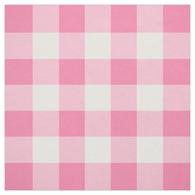 Cute Rosa Gingham Mönster Personlig Tyg (Provkarta)