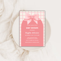 Cute Rosa Gingham Play Arch Bow Girl Shower