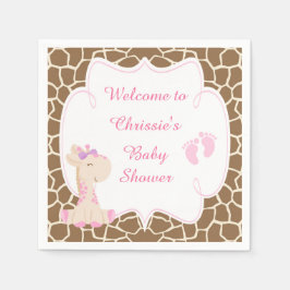Cute Rosa Giraffe Baby Shower Pappersservett
