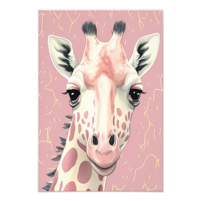 Cute Rosa Giraffe Fototryck (Framsidan)