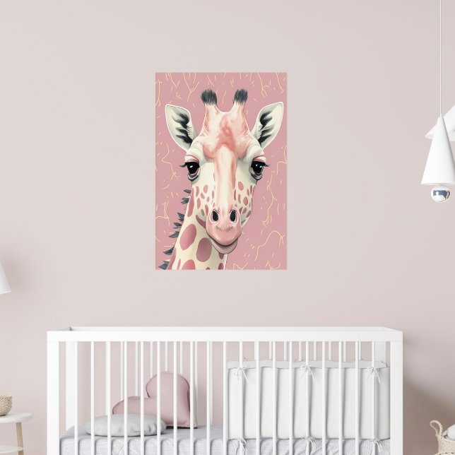 Cute Rosa Giraffe Poster (Barnkammare 2)