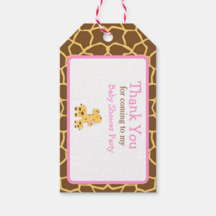 Cute Rosa Giraffe Tack Gift Märkre Presentetikett