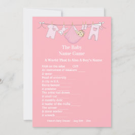 Cute Rosa Girl Baby Shower Guessing Game Inbjudningar
