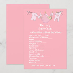 Cute Rosa Girl Baby Shower Guessing Game Inbjudningar