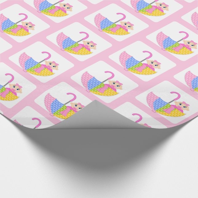 Cute Rosa Girl Baby Shower Mönster Presentpapper (Hörn)