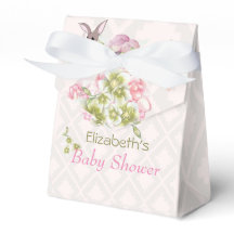 Cute Rosa Girl Blommigt Bunny Baby Shower