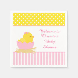 Cute Rosa Girl Chick Baby Shower Party Pappersservett