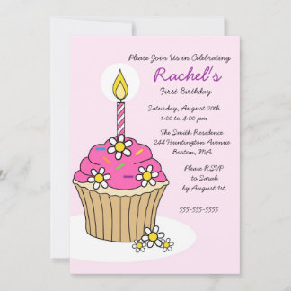 CUTE Rosa Girl Cupaka Birthday Inbjudan