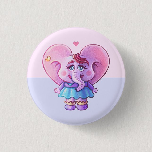 Cute Rosa Girl Girl Elephant Knapp (Framsida)