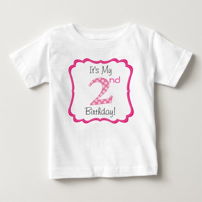 Cute Rosa Girl Girl's Second Birthday Tee (Framsida)