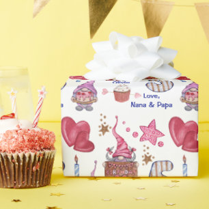 Cute Rosa Girl Gnome 5-årsjubileum Presentpapper