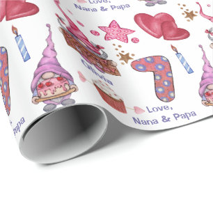 Cute Rosa Girl Gnome Seven Year Old Birday Presentpapper