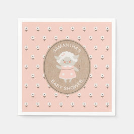 Cute Rosa Girl Lamb Baby Shower Napkin Pappersservett