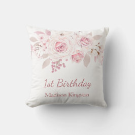 Cute  Rosa Girls 1:a födelsedag Party Gift Kudde