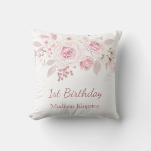 Cute Rosa Girls 1:a födelsedag Party Gift Kudde
