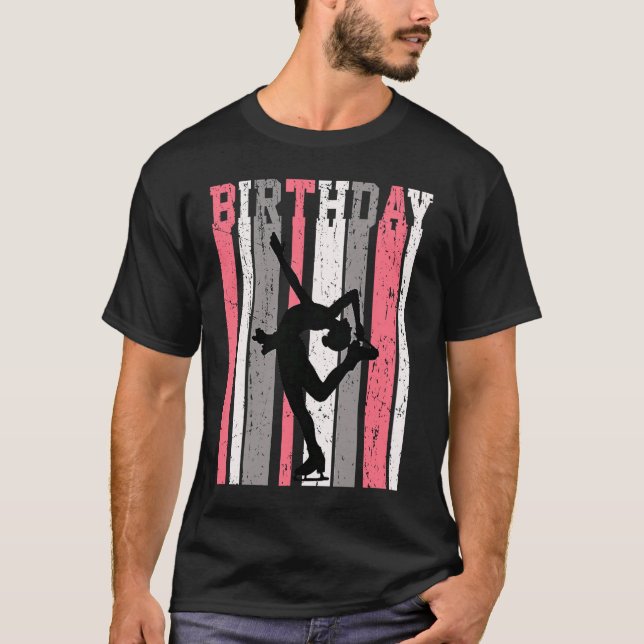 Cute Rosa Girls Ice Skating Birthday Ice Skates Da T Shirt (Framsida)