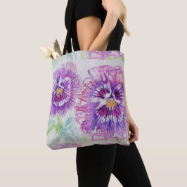 Cute Rosa Girls Lila Pansy art Livsmedel Tote Bag Tygkasse