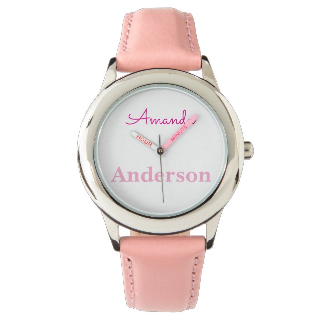 Cute Rosa Girls Personlig Namn Armbandsur (Framsida)