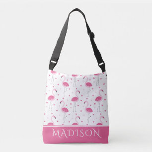 Cute Rosa Girly Flamingo Kärlek Heart Personlig Axelväska