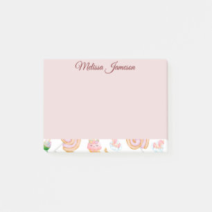 Cute Rosa Girly Namn Cupaka Unicorn Mönster Post-it Block