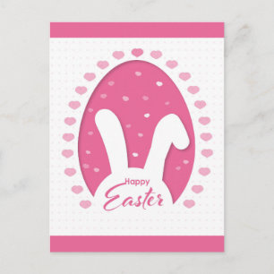 Cute Rosa Glad påsk Bunny Hearts Vykort