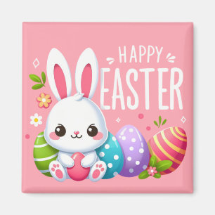 Cute, rosa glad påsk bunny magnet