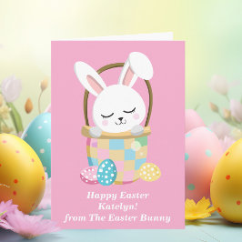 Cute Rosa Glad påsk Bunny Personlig Girls Kort