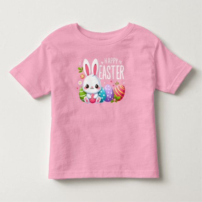 Cute, rosa Glad påsk bunny T Shirt (Framsida)