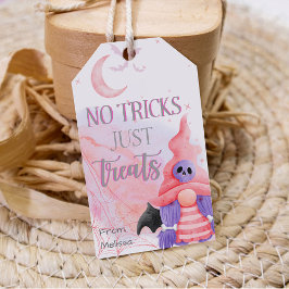 Cute rosa gnome halloween bus eller godis till för presentetikett