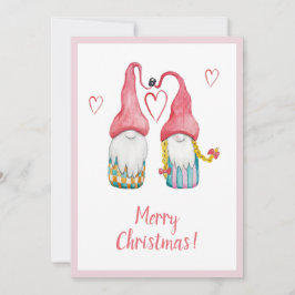 Cute Rosa Gnome i Kärlek God jul