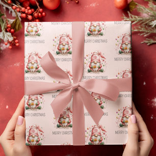 Cute Rosa Gnome-jul Presentpapper